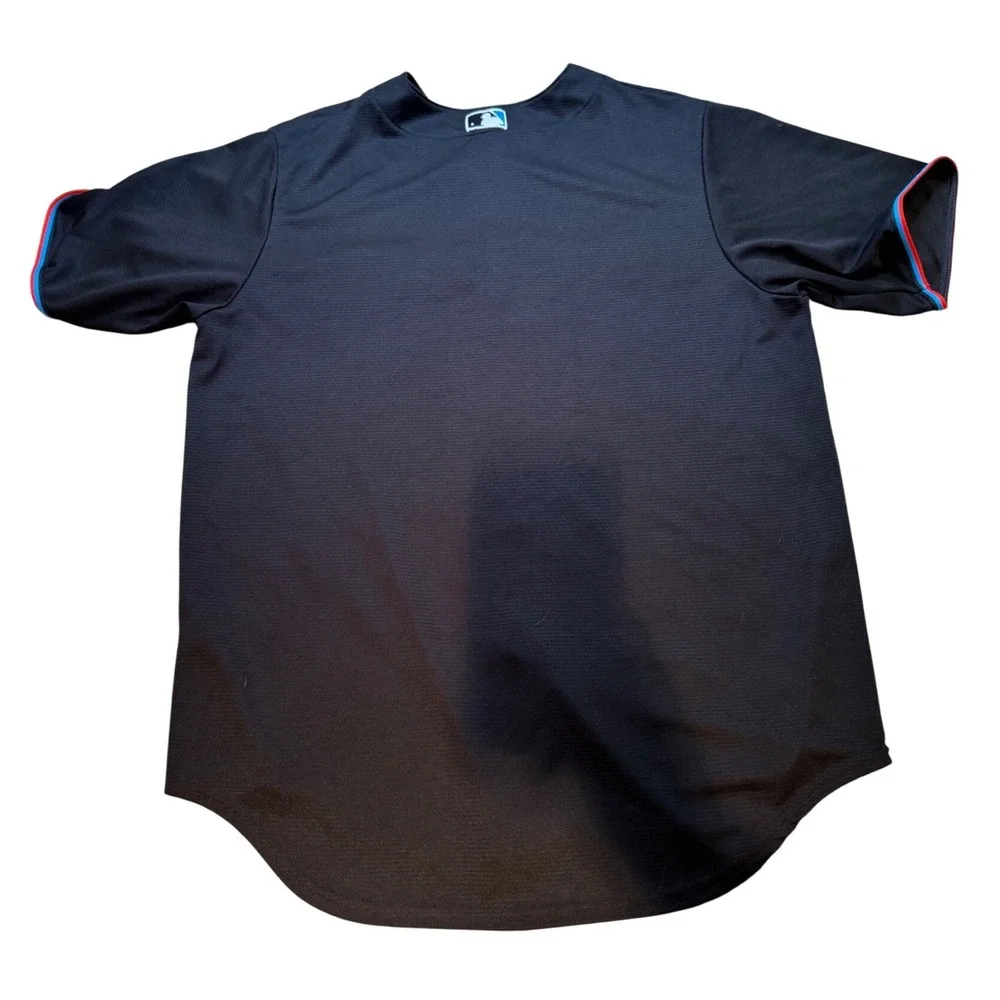 Nike Miami Marlins MLB Jersey Men's Large‎ Black Button Front Baseball Genuine